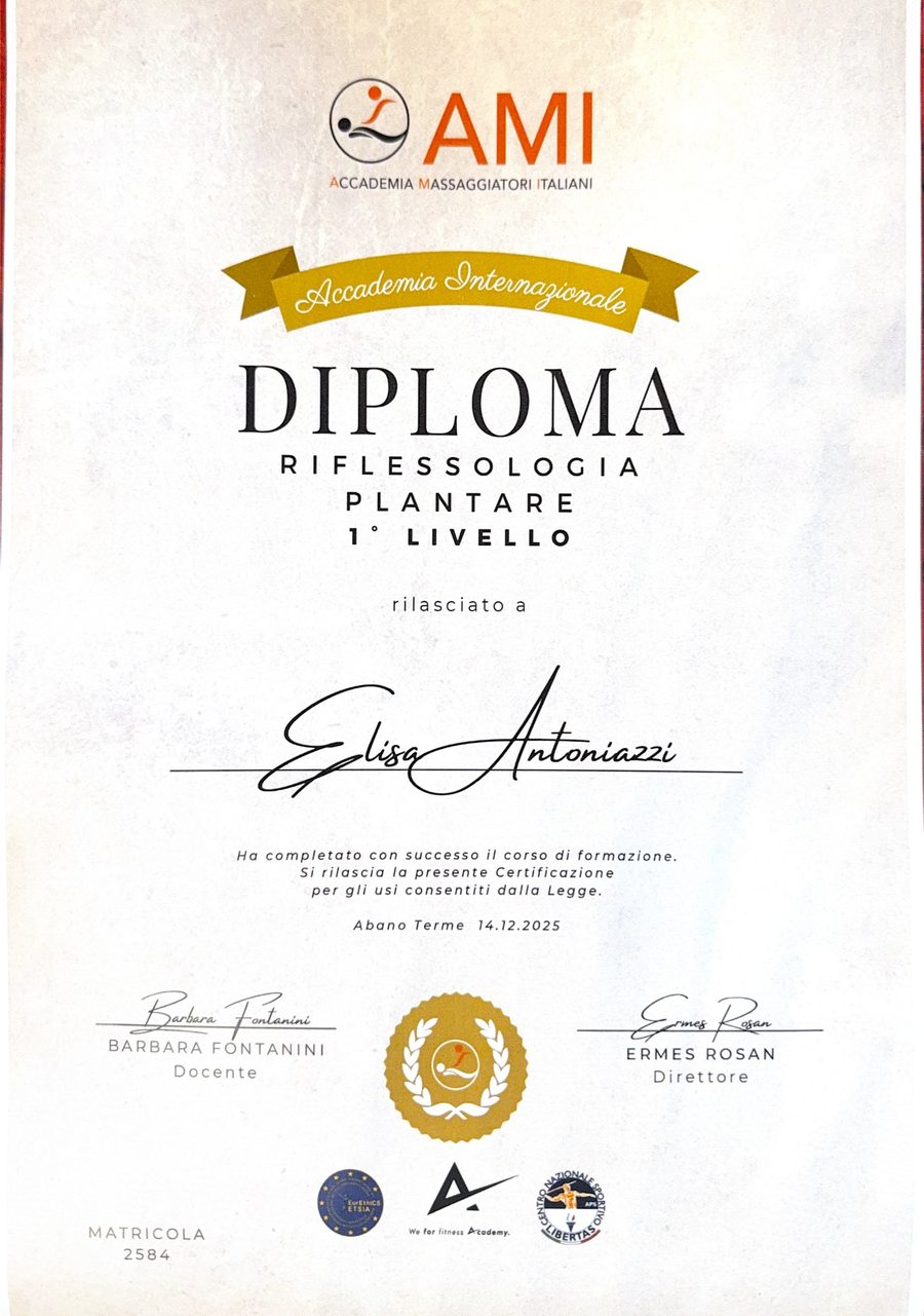 Diploma Riflessologia Plantare 1° Livello - AMI