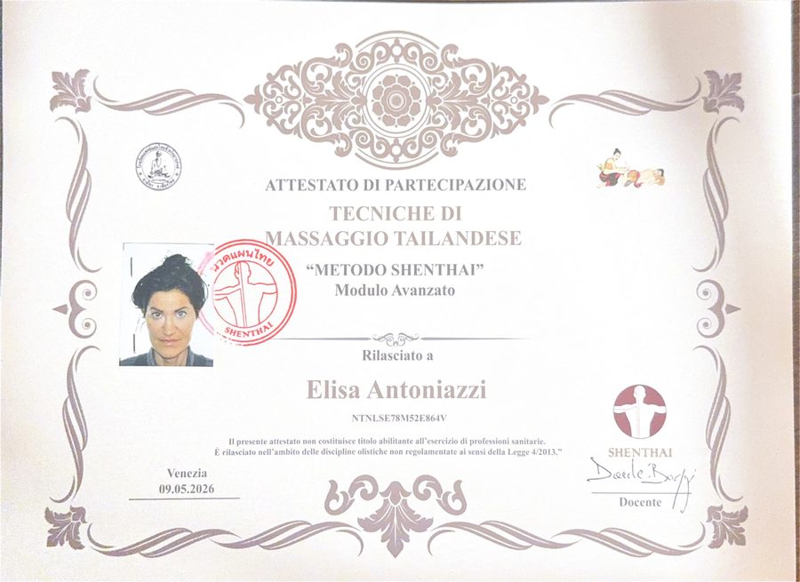 Attestato Tecniche Massaggio Tailandese Avanzato - Shenthai