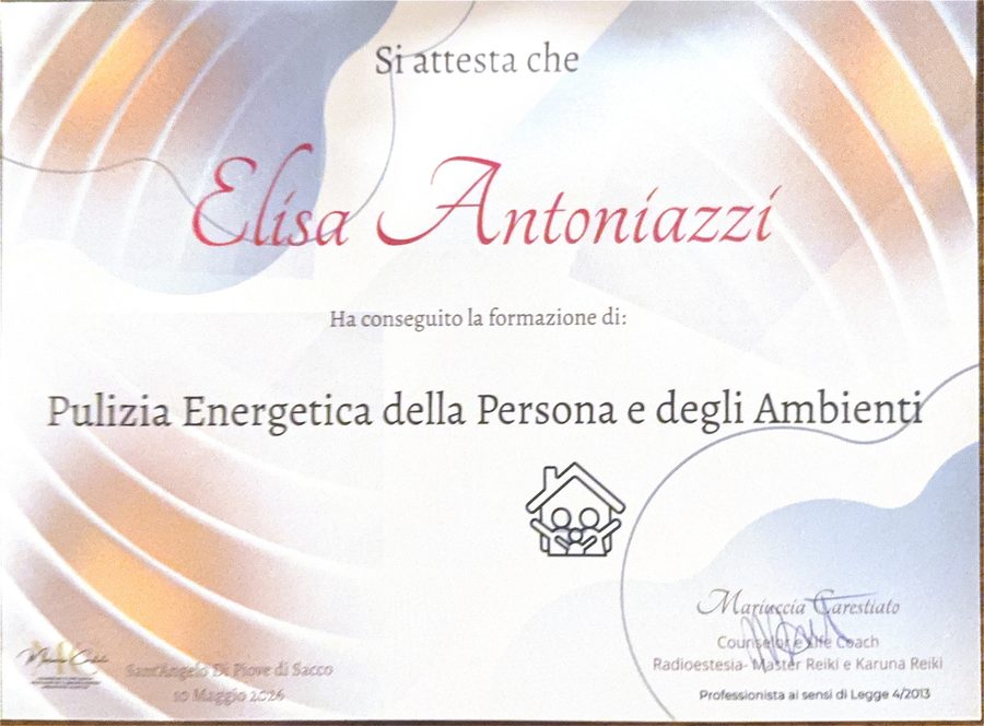 Attestato Pulizia Energetica della Persona e degli Ambienti