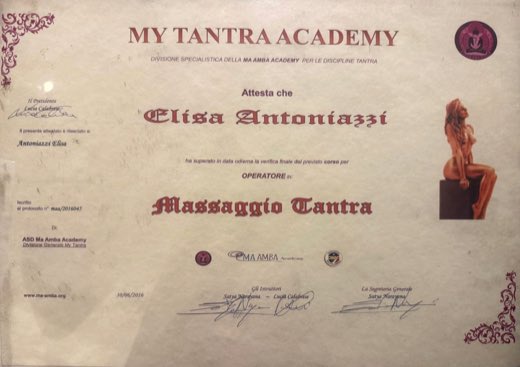 Attestato Operatore in Massaggio Tantra - My Tantra Academy