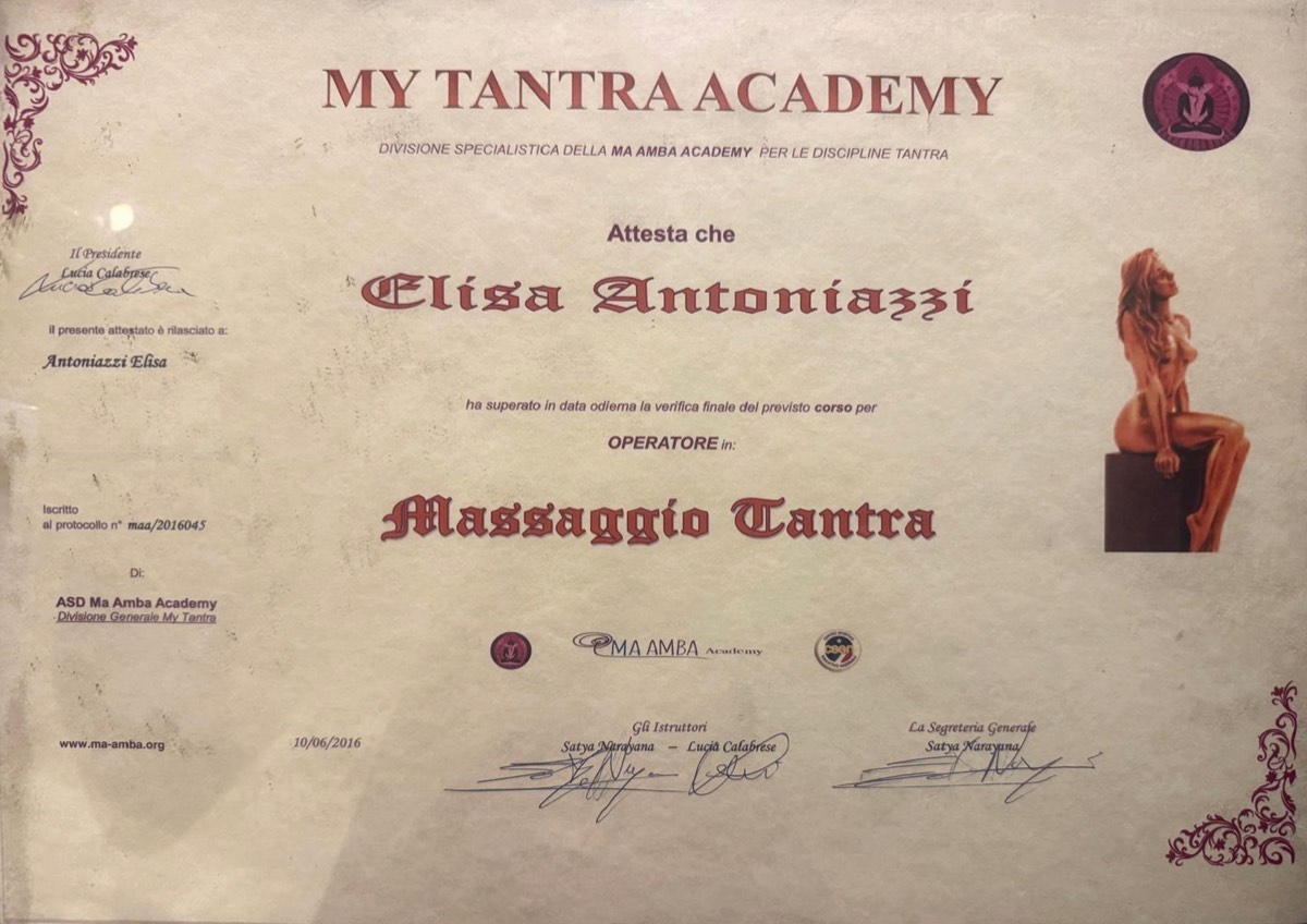 Attestato Operatore in Massaggio Tantra - My Tantra Academy